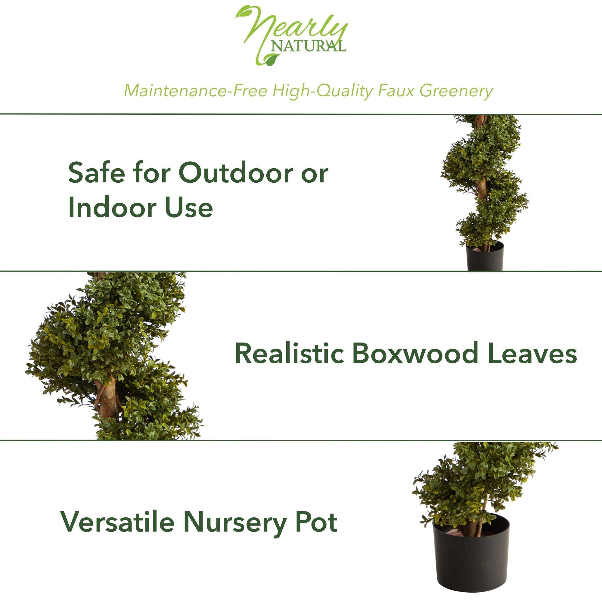 3ft. Potted UV Resistant Spiral Boxwood Topiary Tree